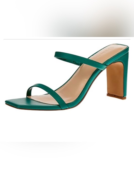 The Drop Shoes - NEW THE DROP AVERY SQUARE TOE TWO STRAP HIGH HEELED SANDAL ULTRAMARINE GREEN SZ7
